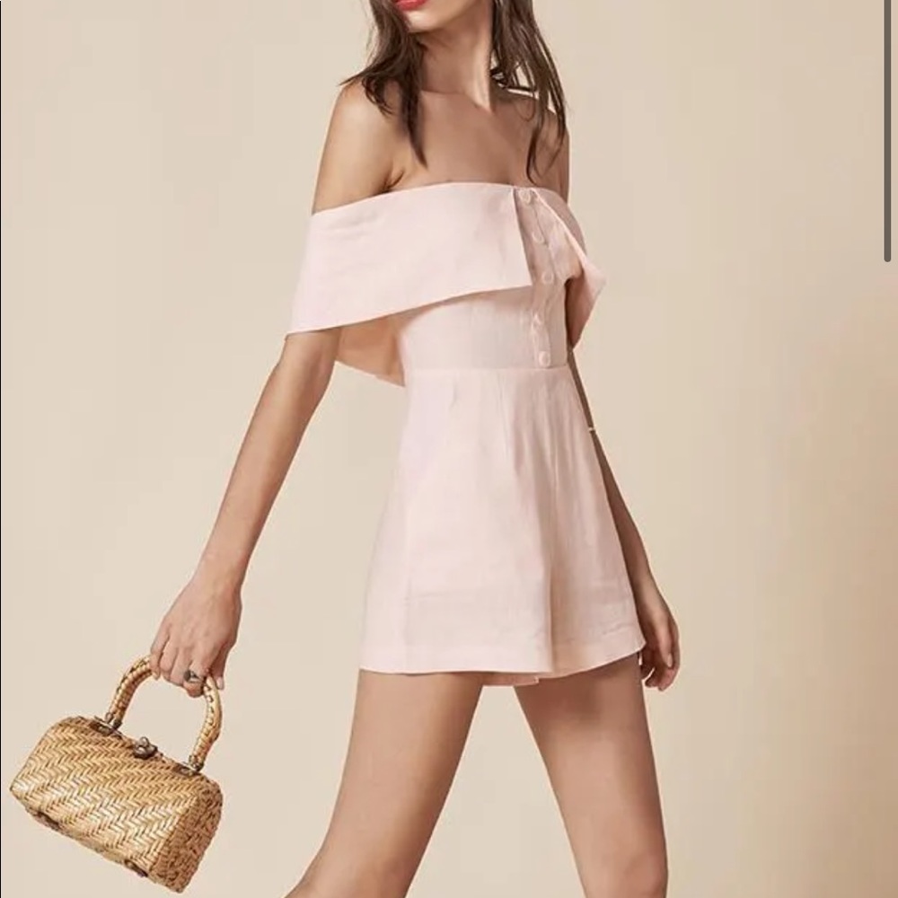 REFORMATION Frankie Jumpsuit Romper NWOT sz.0 in Rose White - Picture 4 of 9